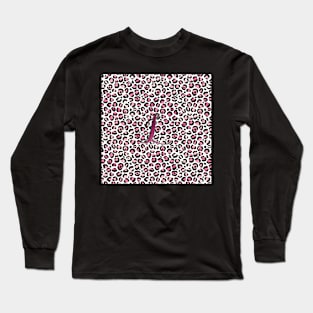 Letter L Monogram & Pink Leopard Print Long Sleeve T-Shirt